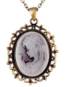 Hängsmycke Halsband Vintage Inspired Antique Repo Oval Cameo Maid Necklace Presenter för kvinnor
