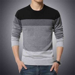 Sweater Mens O Neck Striped Slim Fit Knittwear Long Sleeved Sweater Pullover Men Thin Casual Knitted Sweater Pullovers Male 210804