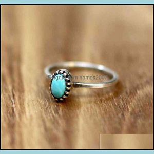 Wholesale turquoise bands for sale - Group buy Vintage Antique Natural Stone Ring Fashion Jewelry Blue Turquoises Finger For Women Wedding Anniversary S Drop Delivery Band Rings Ej8J