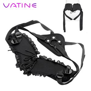 Vatine Wearable Strapon Penis Bondage renda Sexy Toys for Women Lesbian Strap on Dildos calças auto -eróticas