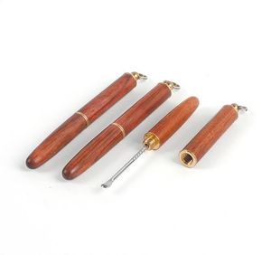 Wood Stainless Steel Ear Pick Spoon Dab Wax Hand Tools Earpick Portale Ear Plucking Cleaner Key Pendant
