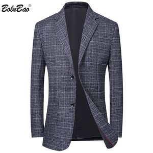 Bolubao män blazer märke brittisk stil bekväma tyger mens smala fit vild kostym mode prom lattice blazer man 201104