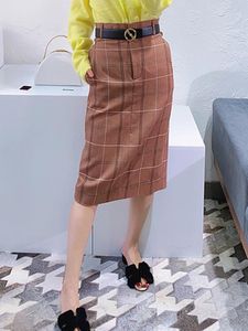 Gonne 2022 Plaid OL Gonna midi Donna Lana Retro Affascinante Elegante Abbigliamento da ufficio da donna Indietro Abiti femminili divisi