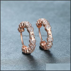 Hoop Hie Earrings Jewelry Minimalist Female White Crystal Small Rose Gold Sier Color Cute Bridal Round Wedding For Women Drop Delivery 202