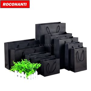Wholesale small paper gifts bags for sale - Group buy 50X Custom Printed Black Cardboard Paper Gift Bag with String for Shopping Clothing Packaging Small Business Bolsa Papel