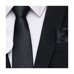 Bow Ties Dokuma moda markası ipek kravat mendil manşet seti set kravat adamının gökyüzü mavi düğün aksesuarları erkek arkadaşlık için siyah hediye