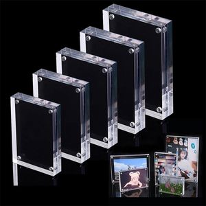 Ankomst dubbelfaced clear crystal po ram skrivbord set akryl magnet bild delar använda po ram magnetisk bild po 2012111111