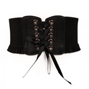 Belts Women Lady Stretch Buckle Waist Fashion Waistband Corset Wide Elastic Around Cinch PU Leather Tie Bowknot Simple