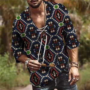 Klasik Dantel Tişört toptan satış-Erkek Tişörtler İlkbahar Yaz Erkekler Moda T Shirt Yarım Kollu Vintage Desen Dant Up Hippi Pamuk Keten Tişörtleri Adam Camiseta