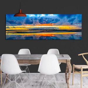 Pósteres coloridos de nubes y cielo, pintura en lienzo de ciudad, Tigre, playa, puente, nieve, imágenes HD, arte de pared para sala de estar, cabecera, decoración del hogar