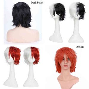 Hairro Synthetic Short Cosplay Wig Red Pink Blue Brown White Grey Hair S Straight Costume To Christmas Party 220622