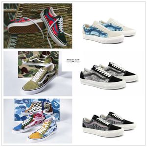 Shoes Co branded camouflage high low top casual board for men women Retro cashew blossom fashion canvas high trend