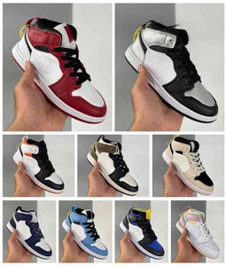 2022 Spädbarn Sneakers OG Co.JP Midnight Navy Royal Toe Tropical Twist Paint Drip Gym Red University Blue 1 Mid GS J I Spädbarn