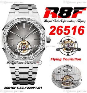 R8F 2652 Extra tunn handlindande Tourbillon Mens Watch 41mm SIHH Mechanical Diamonds Bezel r￶kt gr￥ urtavla rostfritt st￥l armband superutg￥va Pureitme A1