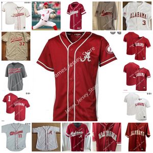 NCAA Alabama Crimson Tide costurou camisa de beisebol 17 Hunter sute 18 Drew Williamson 19 Trace Moore 20 Tommy Seidl 21 Andrew Pinckney 22 Camden Hayslip Brandon Clarke