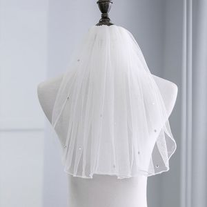 Bridal Veils wedding headdress wholesale short pearl single-layer hemmed headdress hair comb yarn