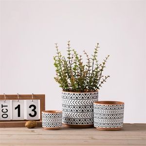 Cutelife Nordic Ins Ceramic Flower Pot Geometry Round Vases For Decoration Green Plant Flower Pot Office Home Vases Decorative 210409