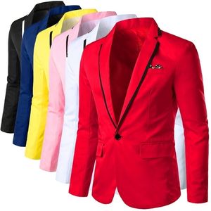 Blazer Masculino Homme Slim Fit dla Mężczyzn Stylowe Casual Solid Blazer Business Wedding Party Outwear Płaszcz Garnitur Topy 220409