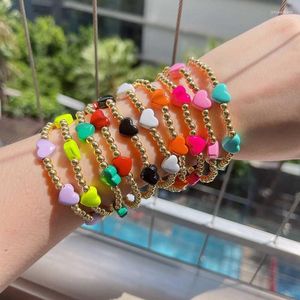 Cadeia de link 5pcs Gold Batings Breads Bracelet Star Star Charm Lua Charme Colorido Multi Designs empilhando para GiftLink