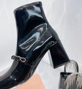 Chunky kostki projektanci damskie buty grube dolne luksusowe buty damskie buty zimowe skórzane buty
