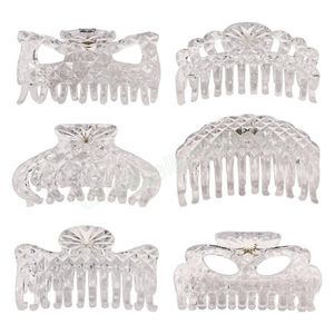 Bow-tie Crown Lace Wave Pumpkin Shaped Hair Clamps Transparent Crystal Face Large Plastic Grab Hair Claw Clips Bath Ponytail Scrunchies Headdress Hairpins