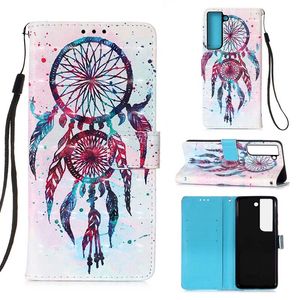 Custodia in pelle PU con motivo stampa 3D per Samsung Galaxy S10 S20 S21 S22 S23 A12 A13 A23 A32 A52 A72 A33 A53 A73 5G A14 A34 A54 Fiore di farfalla