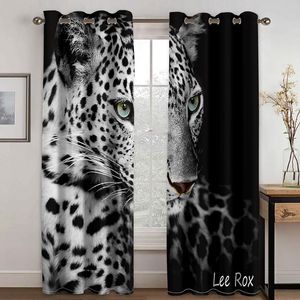 Curtain & Drapes Home Living Room Shading Decorative Tide Black Spot Cheetah Textile Decoration Bedroom Grommet Top CurtainsCurtain
