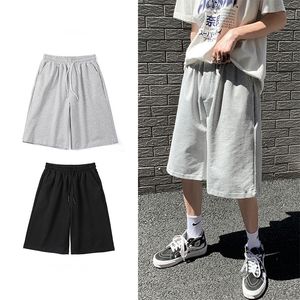 Straight Casual Shorts Men Clothing Summer Korean Oversized Solid Color Simple Drawstring Baggy Male Sweatpants 220715