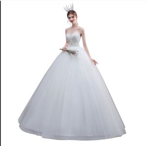 Robe De Mariee Yeni Gelinlik Straplez Aplikler İnciler Dantel Moda Toptan Basit Gelin Elbise Vestidos De Novia