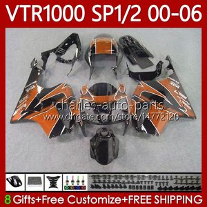 Ciało OEM dla Honda VTR RTV 1000 Vtr1000 00 01 02 03 BLK Orange 2004 2005 2006 Bodywork 123NO.160 RC51 SP1 SP2 VTR-1000 2000 2001 2002 2003 04 05 06 RTV1000 00-06 Owalnia