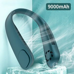 9000mAh Neck Fan Portable Mini Bladeless Rechargeable Fan Hanging Sports Fans Air Conditioner Cooler for Home Outdoor