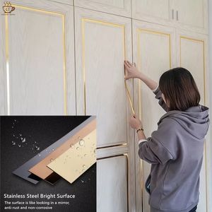 5Meter Mirror Sticker Self Adhesive Tiles Wall Decals Steel Flat Background Wall Ceiling Edge Strip DIY Living Room Home Decor