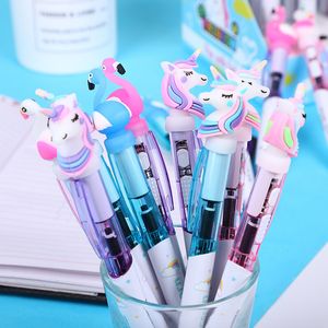 Creative Cartoon Unicorn Light Pen Cute Glowing Ballpoint Pen Student Stationery 0.5mm Writing Tool School Supplies 1230 D3