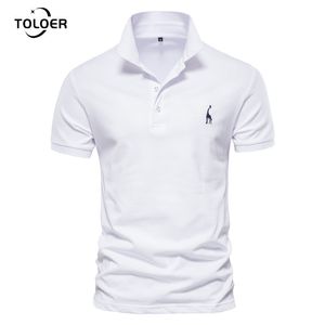 Summer Short Sleeve T Shirt Men s Fawn broderi Polo Shirt Mens Solid Color Casual Tops andningsbara kläder USA Size 220714