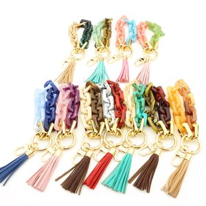 2022 Mode Smycken Akrylkedja Keychain För Keys Färgglada Tassel Nyckelring För Kvinnor Män Armband Armband Keychain Charms