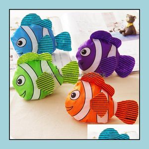 Borse portaoggetti Organizzazione domestica Housekee Garden Cute Cartoon Fish Shop Borsa da viaggio Riutilizzabile Fold Dh1Wz