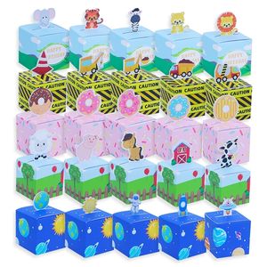 Bomboniera per bambini Festa di compleanno 5 pezzi Ciambella Sirena Animali da fattoria Cigno Spazio Sacchetti regalo di caramelle Jungle Safari Treat Box Baby Shower 220704