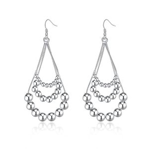 Dangle & Chandelier Sale Silver Plated Earring,Wedding Party Jewelry Accessories,Three Lines Beaded Ball Long Drop Earrings For Women 2022