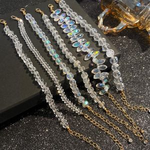 Beaded Strands EN Korean Fashion Exquisite Colorful Transparent Crystal Bracelet For Women Lover Geometric Anklet Jewelry 2022 Valentine's F