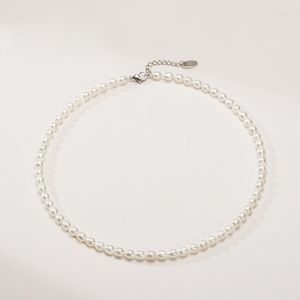 Chokers sötvatten Small Pearl Necklace Women s All Match Barock Oval Beads Clavicle Chain Design Sense Fashion DropshipChokers Pear22