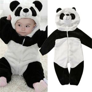 0 Months nyfödda baby rompers kläder hålla varma vinter jumpsuits övergripande panda djur huva pojke romper flicka pyjamas