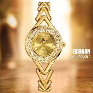 Womens Wristwatch Gold Silver Bracelet Relogio Feminino Luxury Crystal Watch Wathes Watches Stainsal Steel Mujer Bayan Kol Saati