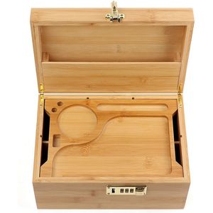 Neueste Rauchen Naturholz Trockenkräuter Tabak Stash Case Preroll Rolling Roller Zigarette Zigarrenhalter Tablett Aufbewahrungsbox Tragbare Passwortsperre DHL-frei