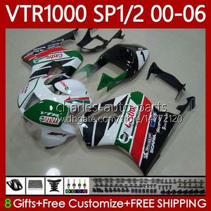 바디 키트 용 Honda VTR1000 RTV1000 RC51 00 01 02 03 04 05 06 Bodywork 123no.63 VTR 1000 SP1 SP2 녹색 화이트 BLK 2000 2001 2002 2003 2004 2004 2005 2006 VTR-1000 2000-2006 공정