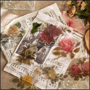 Gift Wrap stks Pack Sticker Designs Tracing Paper No4 Flower Shop Series Handboek Diary DIY Materiaal Decoratieve Stickers Drop levering