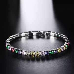 4mm Cubic Zirconia Green Tennis Bracelet Chain Bracelets For Women Men Gold Silver Color Hand Chain CZ Jewelry