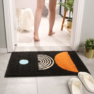 Basit geometrik banyo kaymaz mat mikrofiber akın banyo mat kalın peluş banyo halı emici kaymaz ayak mat paspas