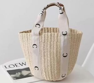 Klasyczne projektanci mody tkane skórzane torby wiadra przenośna torebka słoma drzewna torebka luf