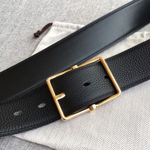 Mens Gold Buckle Black Leather Belt Classic Jean Reversible Dressing/Casual Belt Fashion Classic Style 40mm Bredd