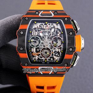 2022 NTPT ETA A7750 Automatic Chronograph Mens Watch Black Orange Carbon Libor Case Big Headon Dial Yellow Rubber Super Edition 6 Style PureTime01 E268-11-03C3